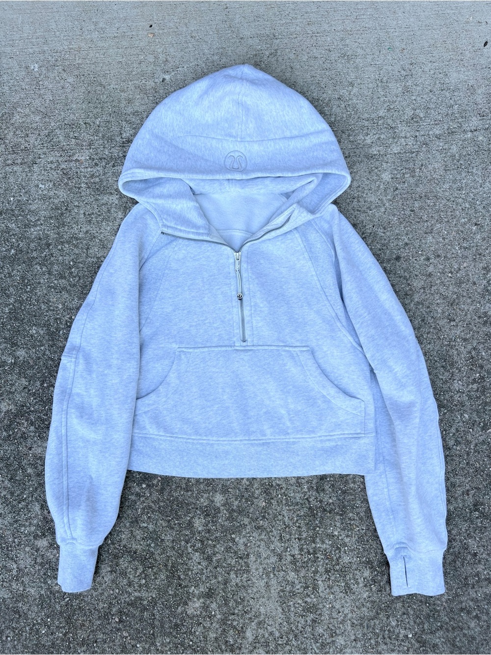 Lululemon Scuba Oversized Half Zip Hoodie Heathered Core Ultra Light Gray XS/S
